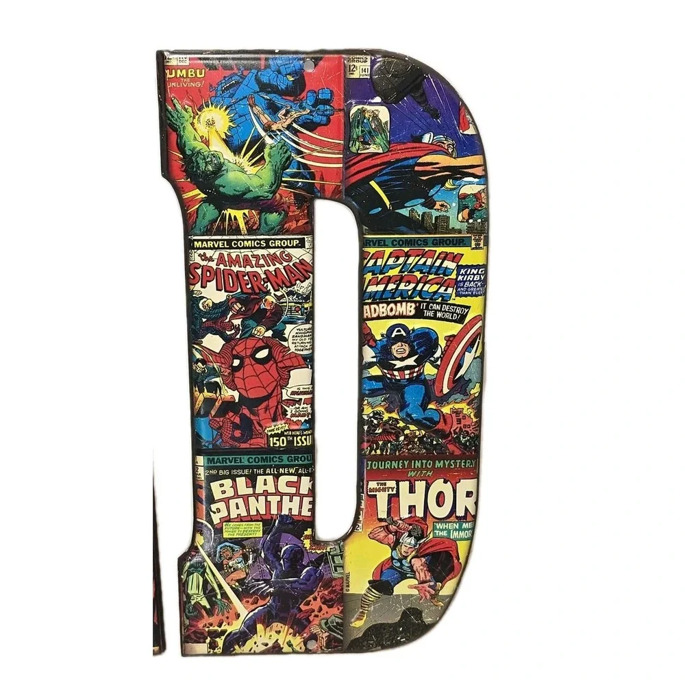 Marvel Comics AND Metal Wall Letters GUC Superhero Decor Avengers Comic Art